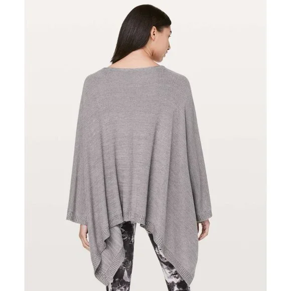 Lululemon Cashmere Tencel Divinity Scarf Poncho Ribbed Knit Cardigan Sweater - Picture 5 of 16
